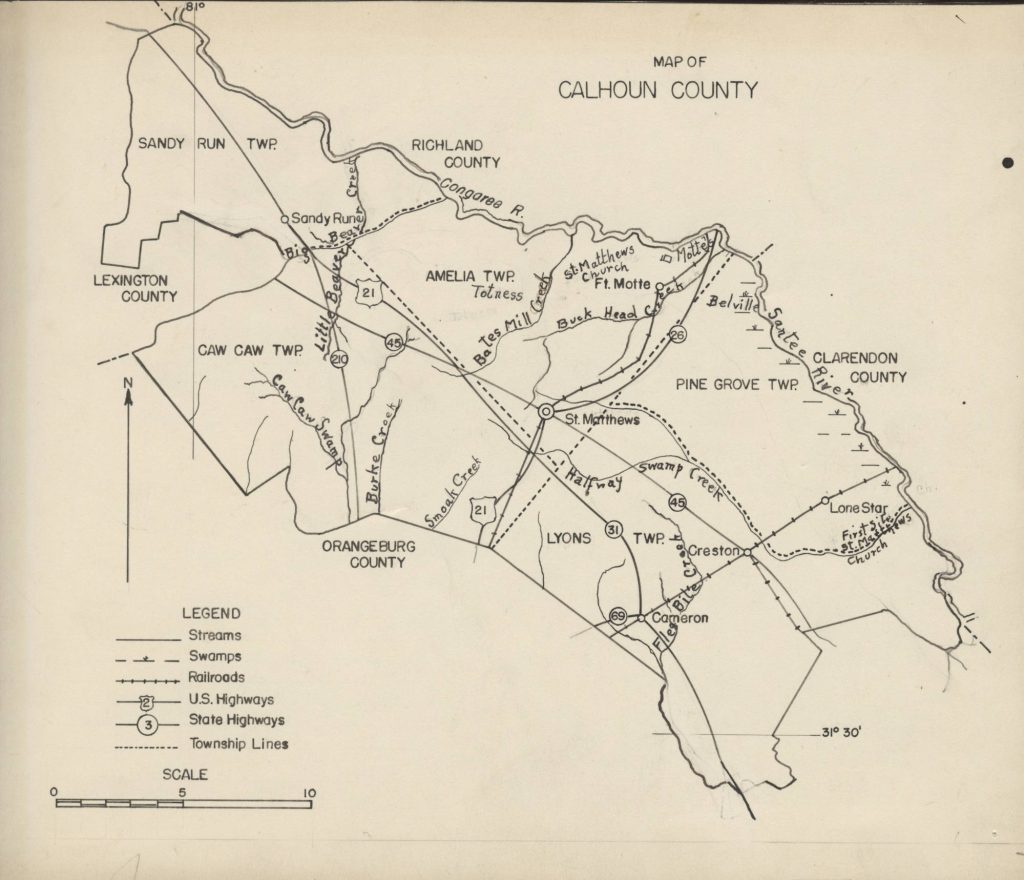 1939 Map of Calhoun County SC